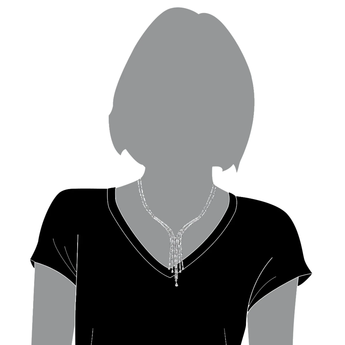 18K White Gold Antique Style Ladies Diamond Necklace Round Baguette Pear Diamonds 5 18K White Gold Antique Style Ladies Diamond Necklace Round Baguette Pear Diamonds - Image 5