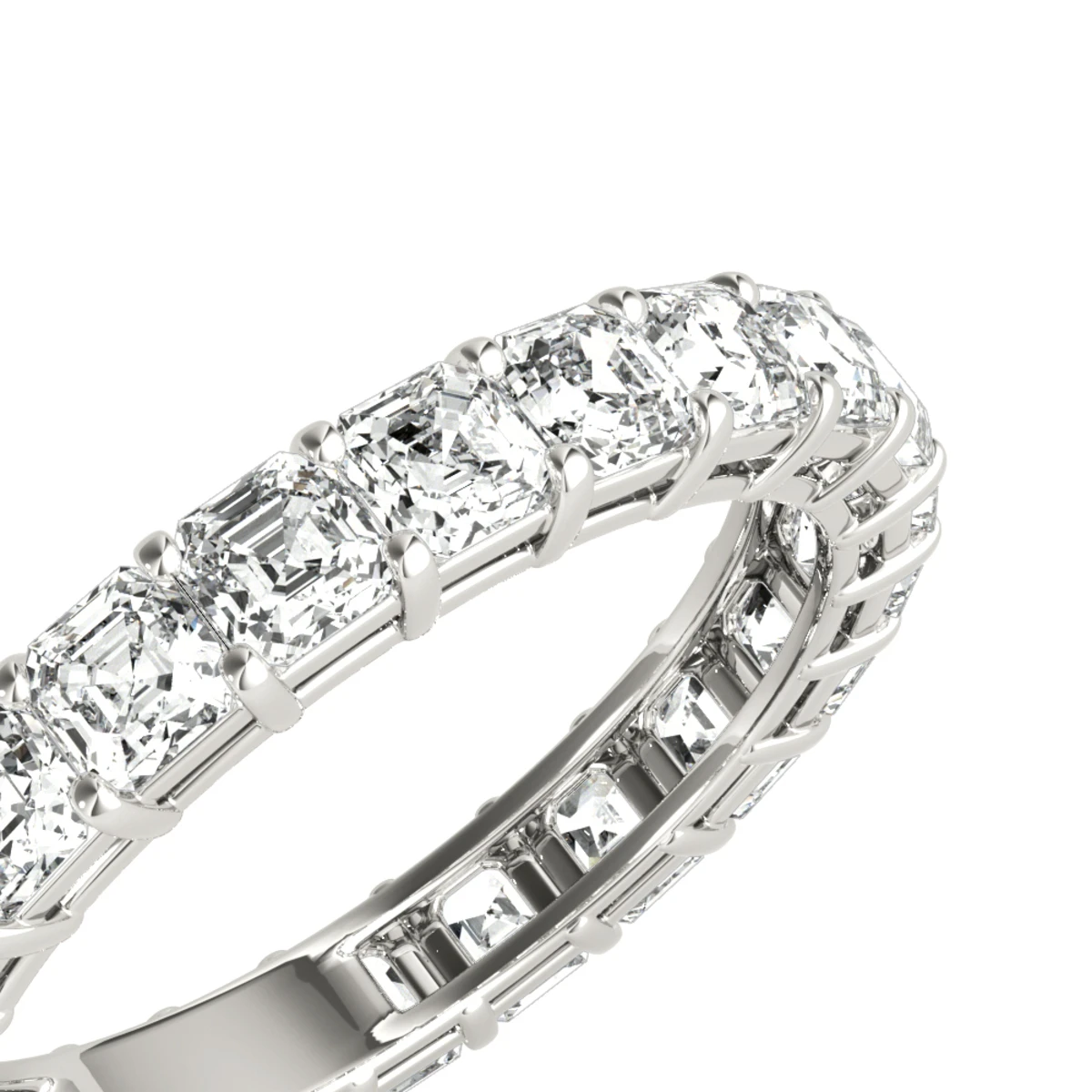 18K White Gold Asscher Cut Diamond Eternity Ring 3ct Anniversary Band By Luxurman 6 18K White Gold Asscher Cut Diamond Eternity Ring 3ct Anniversary Band By Luxurman - Image 6