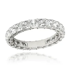 18K White Gold Asscher Cut Diamond Eternity Ring 3ct Anniversary Band By Luxurman