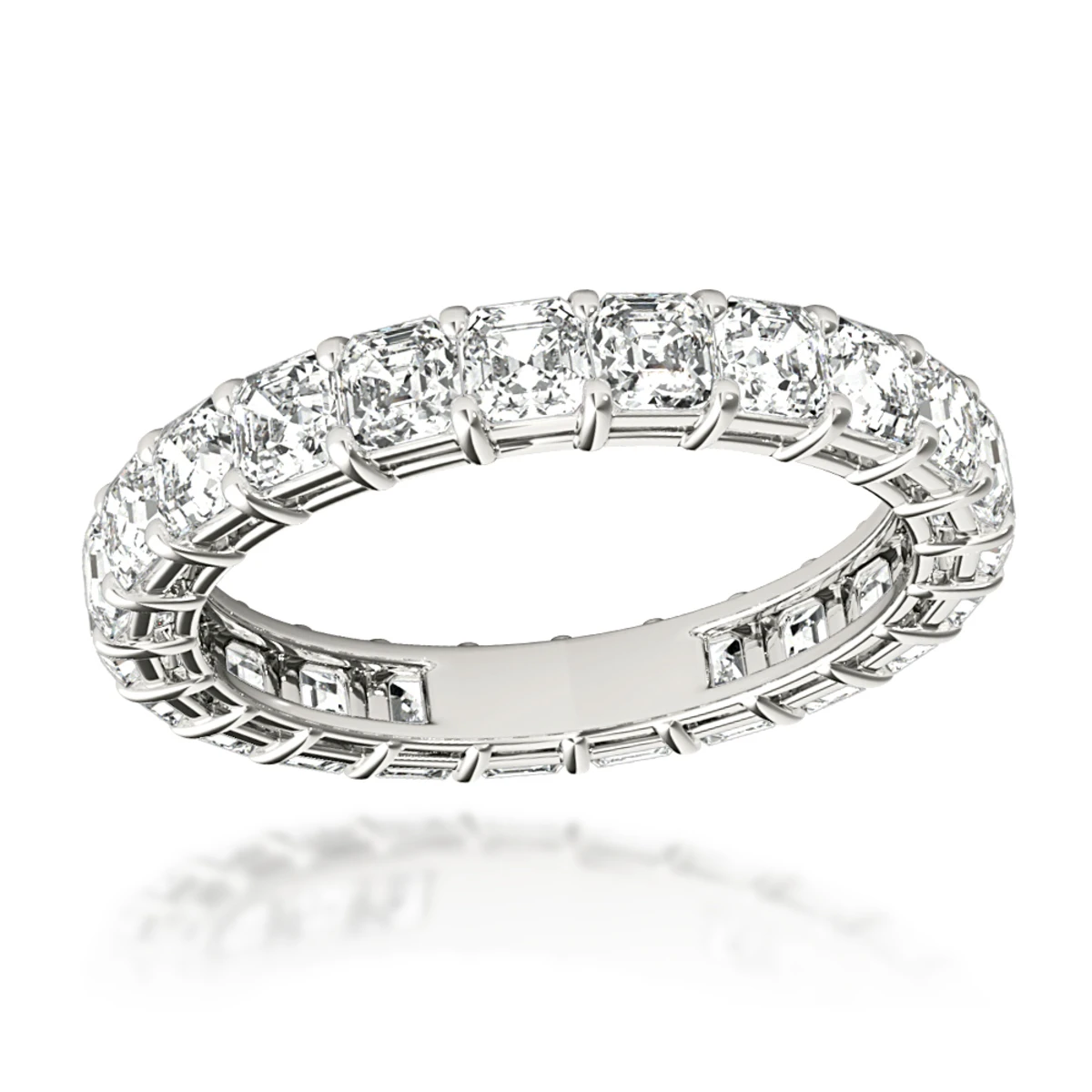 18K White Gold Asscher Cut Diamond Eternity Ring 3ct Anniversary Band By Luxurman 1 18K White Gold Asscher Cut Diamond Eternity Ring 3ct Anniversary Band By Luxurman