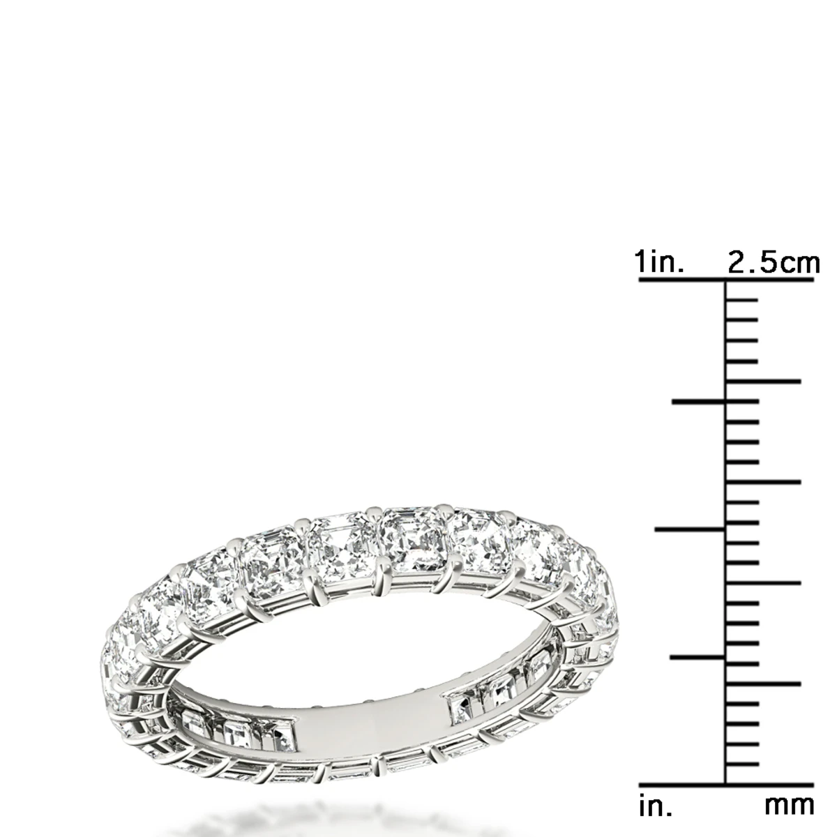 18K White Gold Asscher Cut Diamond Eternity Ring 3ct Anniversary Band By Luxurman 7 18K White Gold Asscher Cut Diamond Eternity Ring 3ct Anniversary Band By Luxurman - Image 7