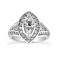 18K White Gold Diamond Engagement Ring 1.42ct 7.8mm