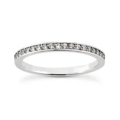 Ultra Thin 18K White Gold Diamond Engagement Wedding Ring For Women 0.21ct