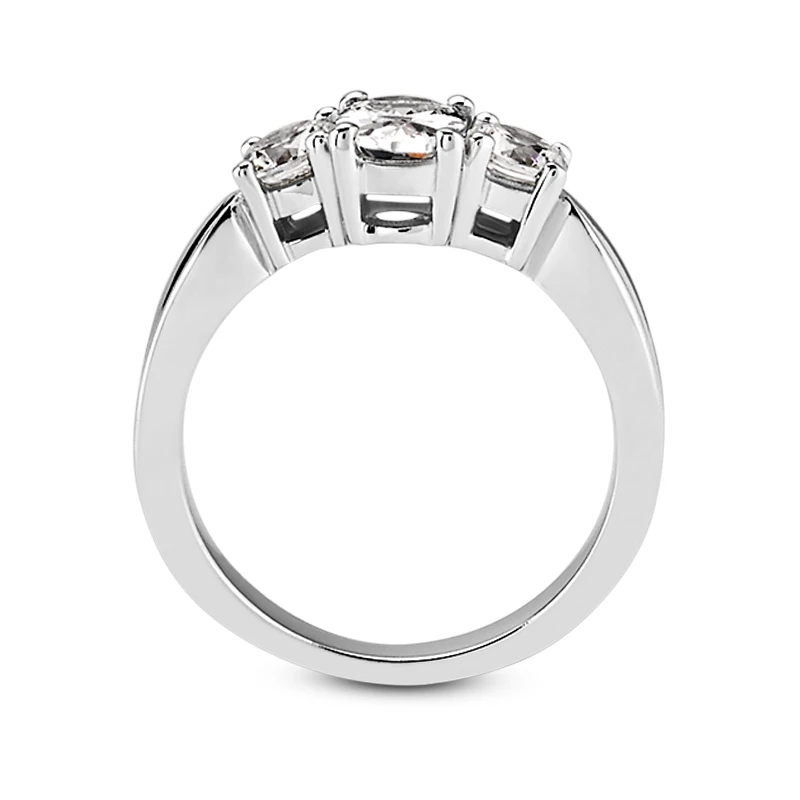 Thin 18K White Gold Diamond Three Stones Engagement Ring 1.05ct 3.7mm 9 Thin 18K White Gold Diamond Three Stones Engagement Ring 1.05ct 3.7mm - Image 9