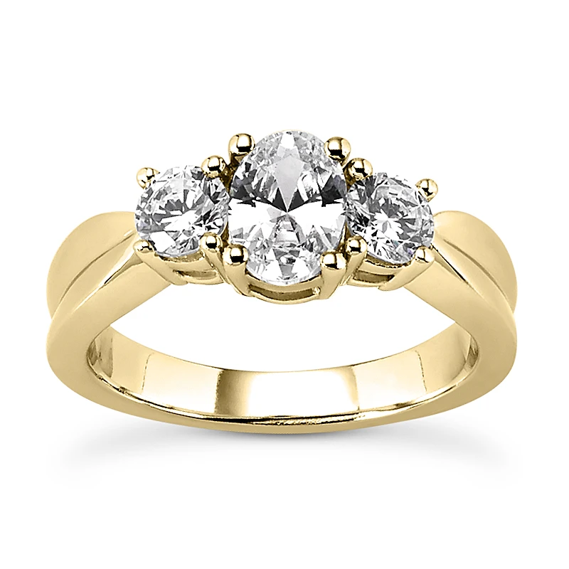 Thin 18K White Gold Diamond Three Stones Engagement Ring 1.05ct 3.7mm 2 Thin 18K White Gold Diamond Three Stones Engagement Ring 1.05ct 3.7mm - Image 2