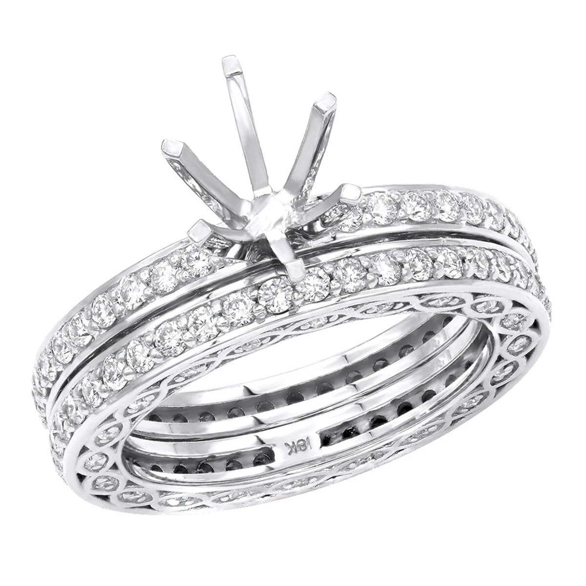 18K Rose Gold Eternity Diamond Engagement Ring Set 1.82ct 3 18K Rose Gold Eternity Diamond Engagement Ring Set 1.82ct - Image 3