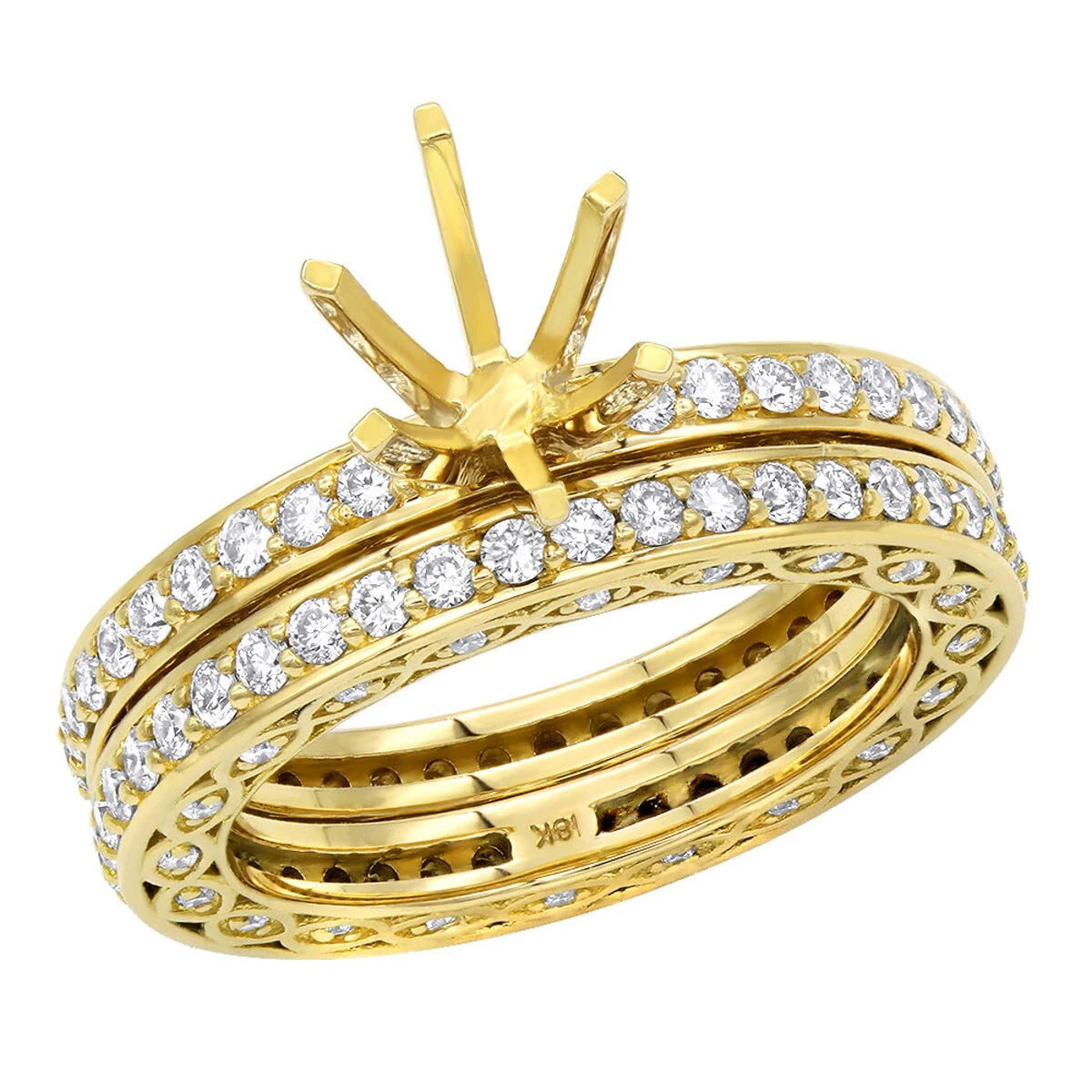 18K Rose Gold Eternity Diamond Engagement Ring Set 1.82ct 2 18K Rose Gold Eternity Diamond Engagement Ring Set 1.82ct - Image 2