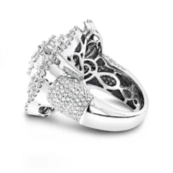 18K White Gold Statement Flower Diamond Engagement Ring LUCCELLO 3.25ct -The King Of Accessories 18k gold flower diamond engagement ring luccello 35ct statement jewelry backwh