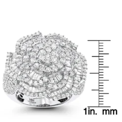 18K White Gold Statement Flower Diamond Engagement Ring LUCCELLO 3.25ct -The King Of Accessories 18k gold flower diamond engagement ring luccello 35ct statement jewelry rulerwh