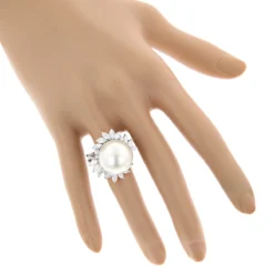 18K White Gold Ladies Pearl & Marquise Diamond Ring For Women 2.92ct 5 18K White Gold Ladies Pearl & Marquise Diamond Ring For Women 2.92ct -The King Of Accessories 18k gold ladies pearl marquise diamond ring 292ct p 5781bod