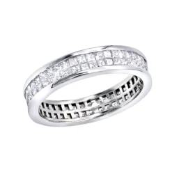 Thin 18K White Gold Princess Diamond Eternity Ring 1.29ct