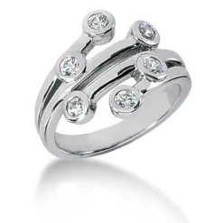 18K White Gold Right Hand Diamond Ladies Ring 0.42ct 14.6mm