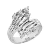 18K White Gold Right Hand Diamond Ladies Ring 0.42ct 16.3mm