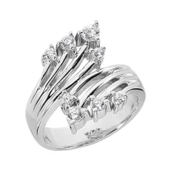 18K White Gold Right Hand Diamond Ladies Ring 0.42ct 16.3mm