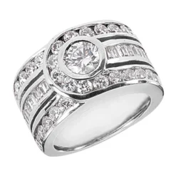 18K White Gold Right Hand Diamond Ladies Ring 3.01ct
