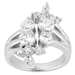 18K White Gold Right Hand Ladies Diamond Ring 1ct 4.3mm