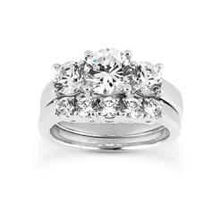 18K White Gold Round Diamond Engagement Ring Set 1.95ct Band: 2.50mm, Eng.: 2.80mm