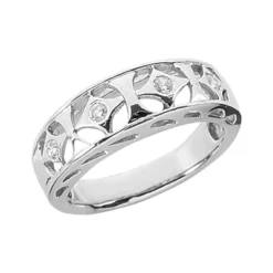 18K White Gold Round Diamond Ladies Ring 0.10ct 6.3mm