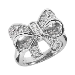 18K White Gold Round Diamond Ladies Ring 0.58ct 5.7mm