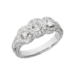18K White Gold Round Diamond Ladies Ring 0.84ct 4.2mm