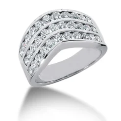 18K White Gold Round Diamond Ladies Ring 1.32ct 10.4mm
