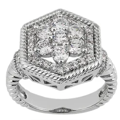 18K White Gold Round Diamond Ladies Ring 1.49ct