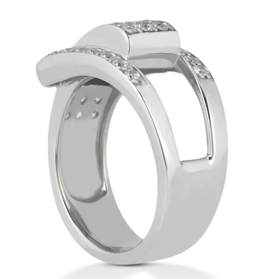18K White Gold Round Diamond Ladies Ring 1ct 12.2mm 2 18K White Gold Round Diamond Ladies Ring 1ct 12.2mm - Image 2