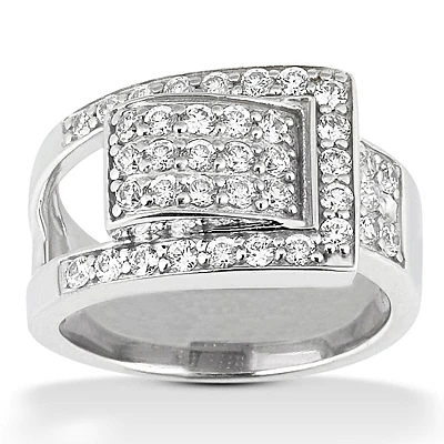 18K White Gold Round Diamond Ladies Ring 1ct 12.2mm 1 18K White Gold Round Diamond Ladies Ring 1ct 12.2mm