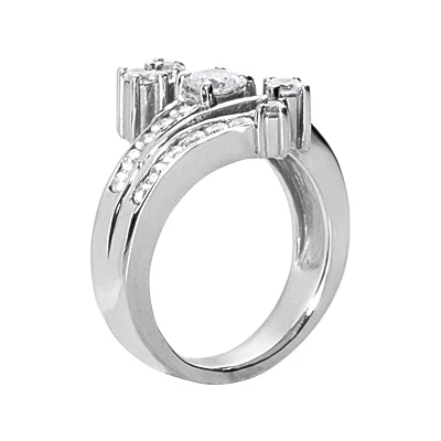 18K White Gold Round Diamond Right Hand Women's Ring 0.93ct 3 18K White Gold Round Diamond Right Hand Women's Ring 0.93ct - Image 3