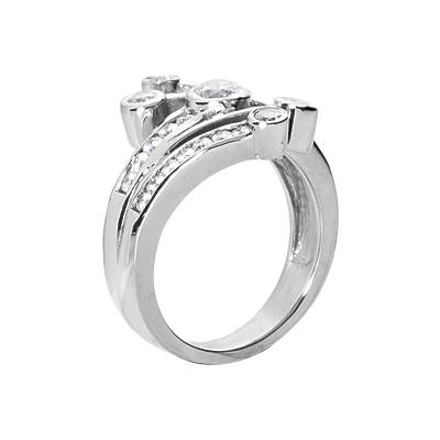18K White Gold Round Diamond Right Hand Women's Ring 0.95ct 3 18K White Gold Round Diamond Right Hand Women's Ring 0.95ct - Image 3