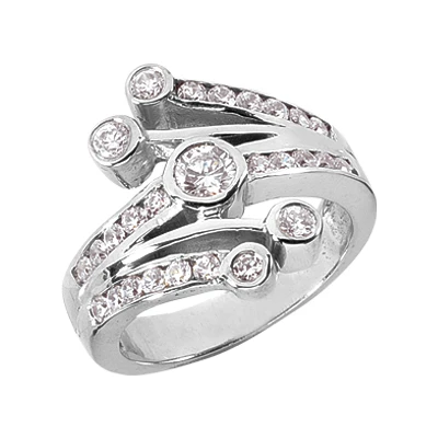 18K White Gold Round Diamond Right Hand Women's Ring 0.95ct 1 18K White Gold Round Diamond Right Hand Women's Ring 0.95ct