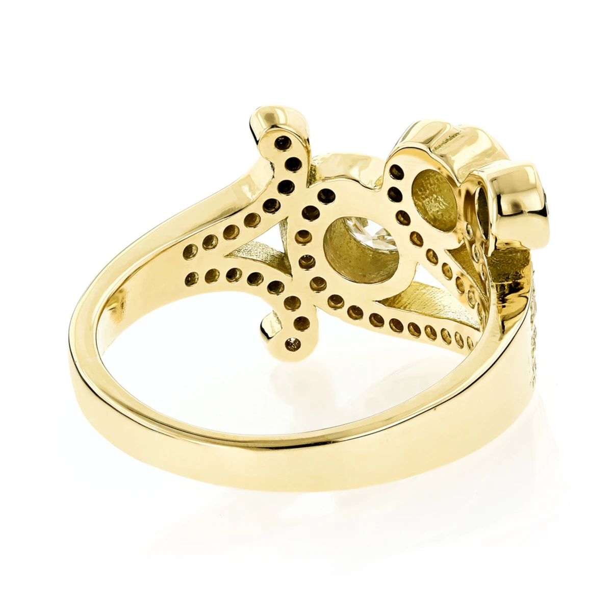 18K Yellow Gold Round Diamond Right Hand Women's Ring 1.17ct 4 18K Yellow Gold Round Diamond Right Hand Women's Ring 1.17ct - Image 4