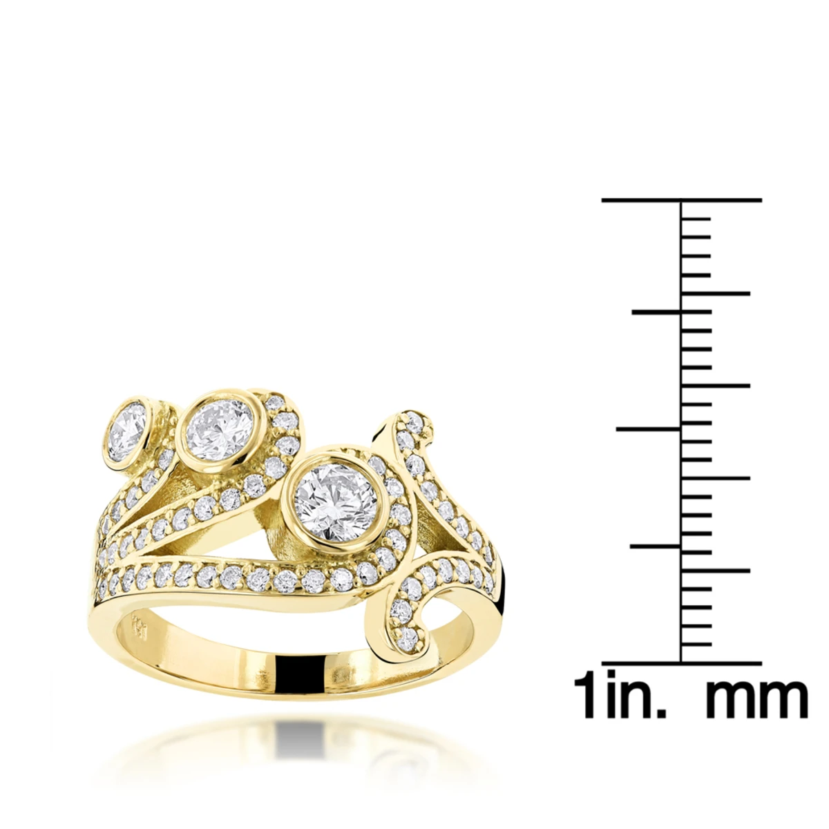 18K Yellow Gold Round Diamond Right Hand Women's Ring 1.17ct 6 18K Yellow Gold Round Diamond Right Hand Women's Ring 1.17ct - Image 6