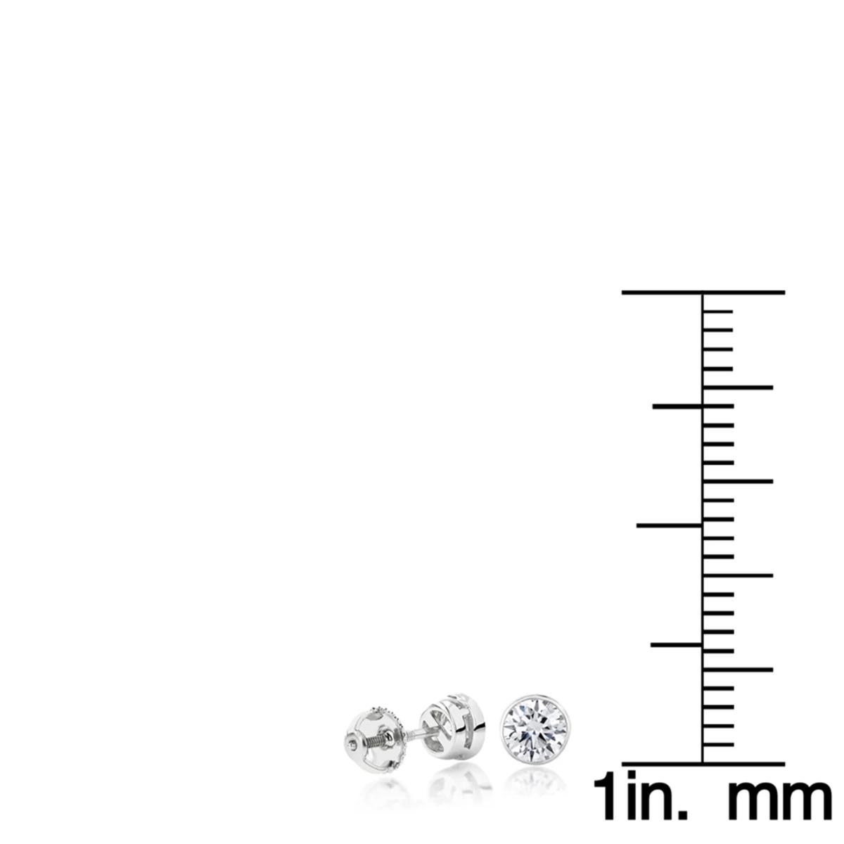 18K White Gold Solitaire Round Diamond Bezel Stud Earrings 0.33ct 6 18K White Gold Solitaire Round Diamond Bezel Stud Earrings 0.33ct - Image 6