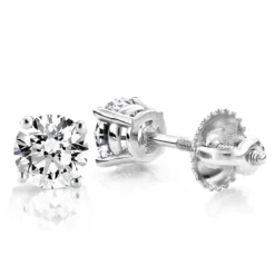 18K White Gold Solitaire Round Diamond Stud Earrings 0.25ct