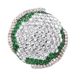 18K Yellow Gold Womens Statement Ring Unique 11 Carat Diamond Emerald Ladies Ring -The King Of Accessories 18k gold womens statement ring unique 11 carat diamond and emerald ladies ring rose