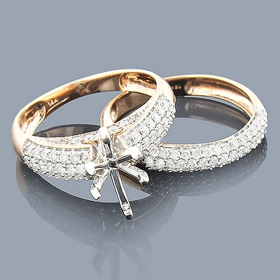 18K White Gold Pave Diamond Engagement Ring Set 0.94ct 1 18K White Gold Pave Diamond Engagement Ring Set 0.94ct