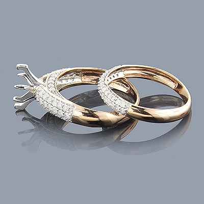 18K White Gold Pave Diamond Engagement Ring Set 0.94ct 2 18K White Gold Pave Diamond Engagement Ring Set 0.94ct - Image 2