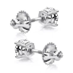 One Carat 18K White Gold 4 Prong Round Diamond Stud Earrings 9 One Carat 18K White Gold 4 Prong Round Diamond Stud Earrings -The King Of Accessories 18k white gold 4 prong round diamond stud earrings 15c p 21 backwh