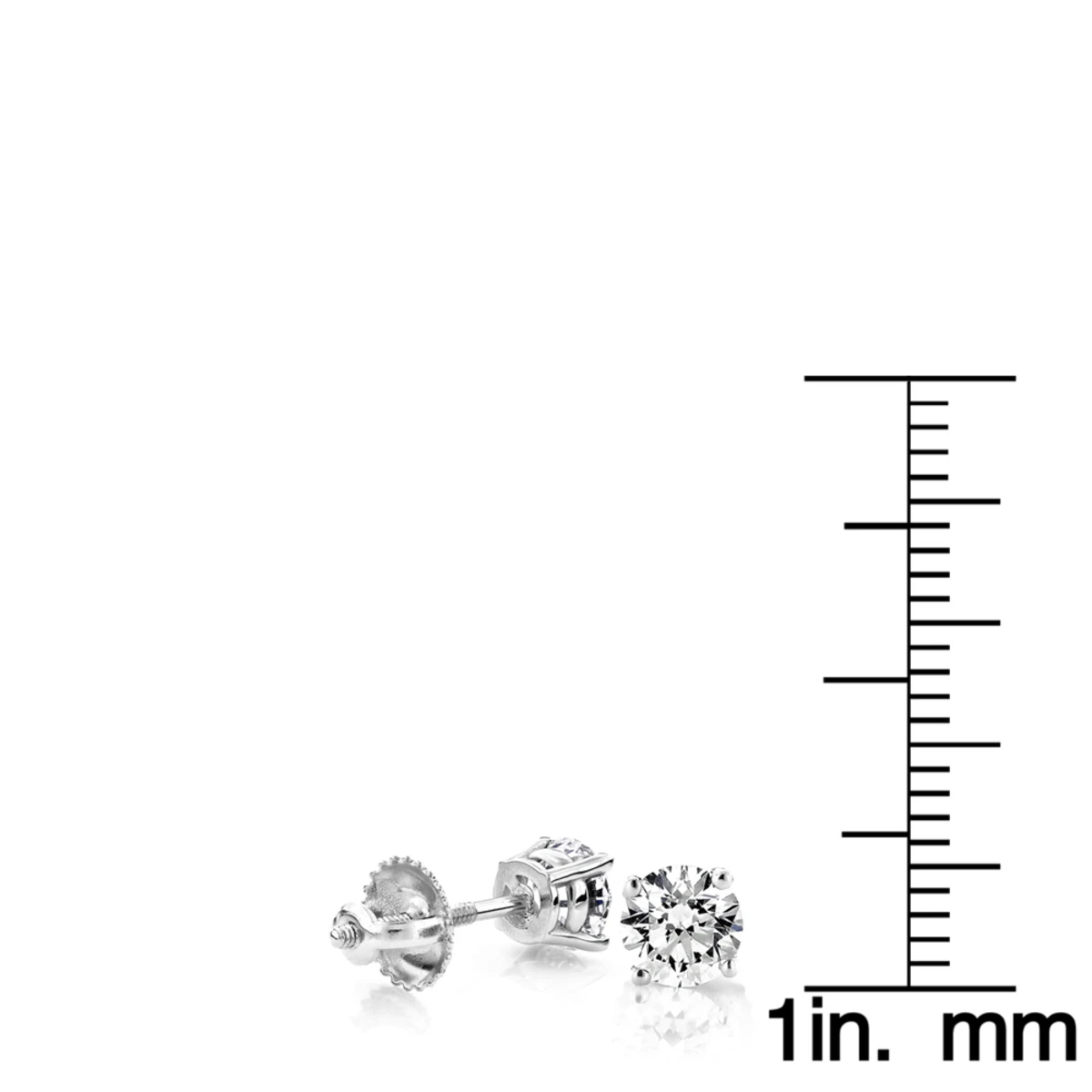 One Carat 18K White Gold 4 Prong Round Diamond Stud Earrings 6 One Carat 18K White Gold 4 Prong Round Diamond Stud Earrings - Image 6
