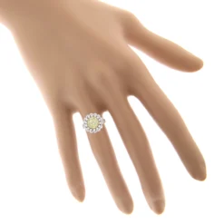 2 Carat 14K White Gold White And Yellow Diamonds Flower Ladies Ring By Luxurman -The King Of Accessories 2 carat 14k gold white and yellow diamonds flower ladies ring by luxurman bodwh