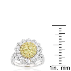 2 Carat 14K White Gold White And Yellow Diamonds Flower Ladies Ring By Luxurman -The King Of Accessories 2 carat 14k gold white and yellow diamonds flower ladies ring by luxurman ruler