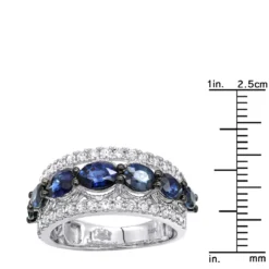 4 Carat Diamond And Sapphire Cocktail Ring For Women 14K Yellow Gold Luxurman Band -The King Of Accessories 2 carat diamond and sapphire cocktail ring for women 14k gold luxurman band rulerwh