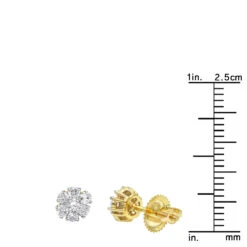 2 Carat Look 14K Yellow Gold Cluster Diamond Stud Earrings For Women 1/2ct By Luxurman -The King Of Accessories 2 carat look 14k gold cluster diamond stud earrings for women 12ct by luxurman rulerye