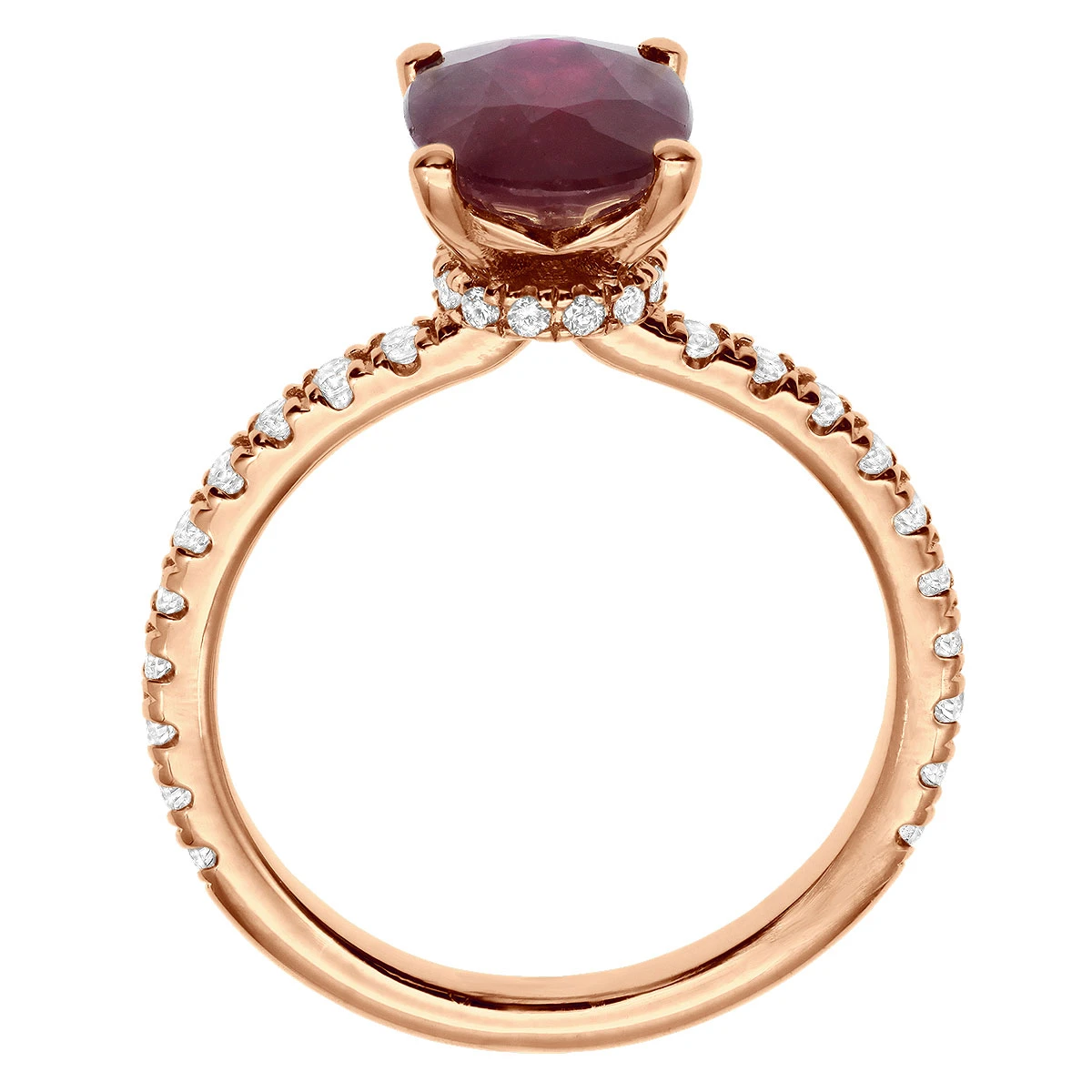 2.8ct Diamonds & Ruby Ring For Women 18K Yellow Gold Engagement Ring By Luxurman 6 2.8ct Diamonds & Ruby Ring For Women 18K Yellow Gold Engagement Ring By Luxurman - Image 6