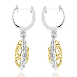 3 Carat 14K White Gold White Yellow Diamond Flower Earrings For Women By Luxurman 9 3 Carat 14K White Gold White Yellow Diamond Flower Earrings For Women By Luxurman -The King Of Accessories 3 carat 14k gold white yellow diamond flower earrings for women by luxurman backwh