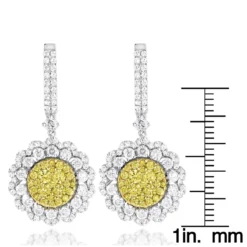 3 Carat 14K White Gold White Yellow Diamond Flower Earrings For Women By Luxurman 11 3 Carat 14K White Gold White Yellow Diamond Flower Earrings For Women By Luxurman -The King Of Accessories 3 carat 14k gold white yellow diamond flower earrings for women by luxurman rulerwh