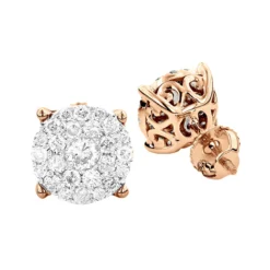 3 Carat Look Round Diamond Cluster Earrings Studs 1.21ct 18K White Gold -The King Of Accessories 3 carat look round diamond cluster earrings studs 121ct 18k gold ro