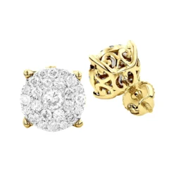 3 Carat Look Round Diamond Cluster Earrings Studs 1.21ct 18K White Gold -The King Of Accessories 3 carat look round diamond cluster earrings studs 121ct 18k gold ye
