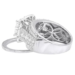 3.5 Carat Princess & Round Diamond Engagement Ring & Band Set For Women 14K Yellow Gold -The King Of Accessories 35 carat princess round diamond engagement ring band set for women 14k gold 803160 backwh